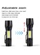 Generic USB Rechargeable LED Flashlight - Zoomable With Telescopic Function Waterproof For Camping And Emergency