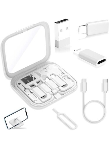 Generic Usb-C To USB Adapter, USB C To Lighting Cable Box Contains Makeup Mirror/Usb C Cable/Micro USB To USB C/Usb A To USB C, Cell Phone Otg Adapters For iPhone 14/15, Google Pixel, Samsung Galaxy