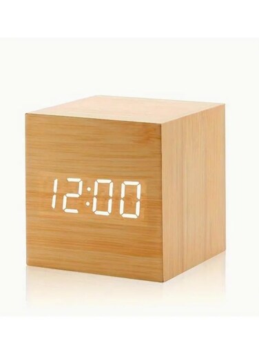 Generic Wooden Clock Silent Bedside Sound Control Multi-Functional Electronic Clock Time Date Temperature 12/24 Clock