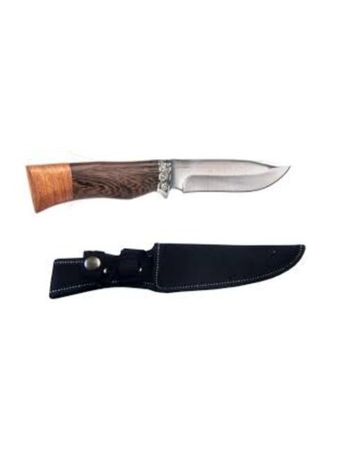Generic Camping Knife with Wood Handle and Sheath