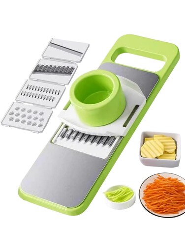 Generic Multifunctional Vegetable Cutter, Multi Purpose Vegetable Cucumber Slicer, Multi Purpose Vegetable Slicer with 5 Interchangeable Cutter, Cheese Grater for Home Kitchen