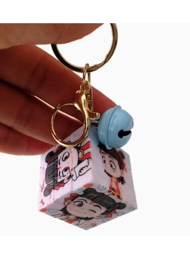 Generic 3d Puzzle Keychain Character Cube with Bell