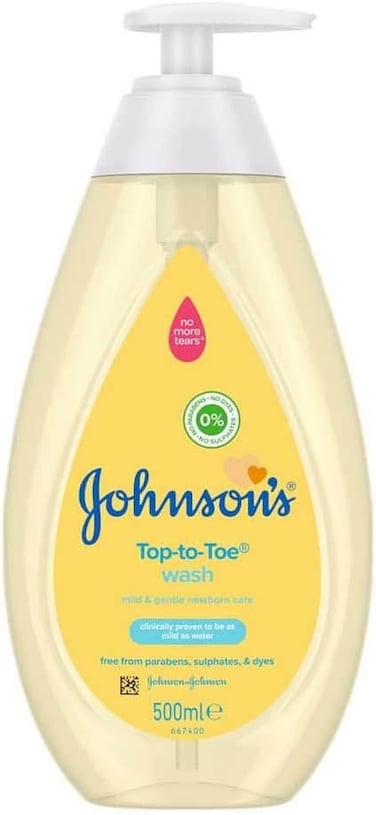 Johnson's Baby Top To Toe Wash (1 x 500 ml), Gentle &amp; Mild Head To Toe Wash for Newborn Care, Newborn Essentials No More Tears, Suitable for Babies First Bath, Kids and Adults