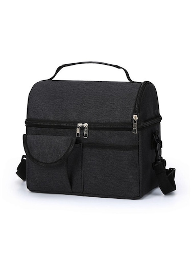 Lunch Bag Large Capacity Insulated Keep Warm Lunch Bag for Men, Women Oxford Material Black 26x16x24cm