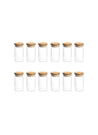 Voidrop Set of 12 Glass Candle Jars with Bamboo Lid 170ML