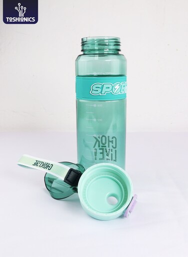 Sporti Chok MG Motivational Water Bottle 1000ML BPA-Free Plastic with Time Marker and Carry Strap, Leakproof Flip Lid, Reusable Non-Toxic Bottle for Daily Hydration, Ideal for School, Office, Gym, Travel, and Outdoor Use
