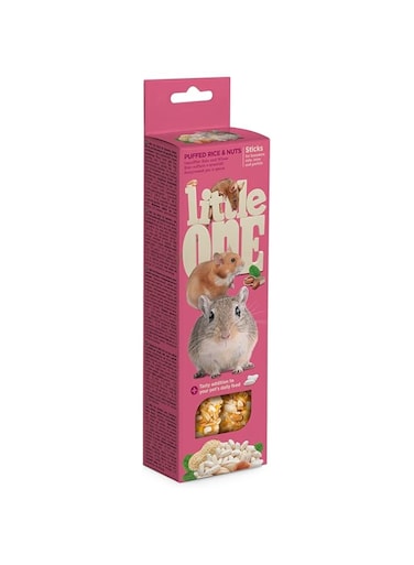 Little One Sticks for hamsters, rats, mice and gerbils with puffed rice and nuts 2x55gm