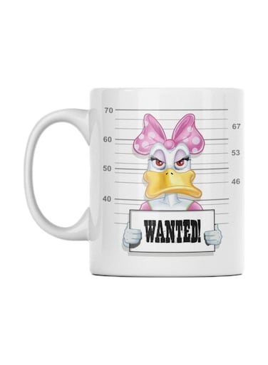 Wanted Printed Mug White/Pink/Yellow