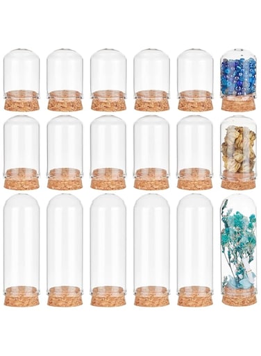 BENECREAT 24Pcs 3 Size Small Glass Display Dome Cloche, Glass Display Dome with Cork Base, Cloche Bell Jar Dome for Doll House Container Anniversary Party Favor Decoration