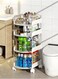 Shelf with Wheels, Large Capacity Layered Storage Rack, Easy-Grip Arc Handle &amp; Brake Casters, Space-Saving Organizer for Home, Office, Laundry (White)