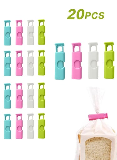 Life Bread Bag Clips, for Bread, Rice, Nuts, Beans, Dried Fruit, Snacks, Frozen Food Bag airtight Bag Clips, Easy to use Squeeze and Lock Bread Bag Clips, Also Bread Bag Clips Reusable (20 Pack)