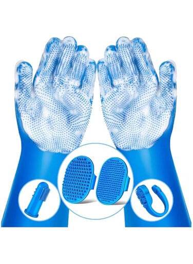 LBOYLOVE&reg; 5 PCS Pet Grooming Kit   Washing Gloves   Bath Brush   Toothbrush FingerDog  Shampoo Brush   Pet Grooming Gloves   Cat Bathing Supplies   Dog Bath Supplies5