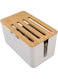 Cryfokt Wooden WiFi Router Storage Box, Multi Hole Bit Router Shelf WiFi Modem Shelf Wireless Router Rack WiFi Storage Box Power Strip Cable Management Hider Organizer for Room