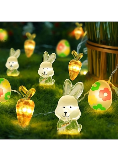 Easter Decorations String Lights, 10FT 30LED Spring Decor Fairy Lights Easter Egg Bunny Ornaments for Home Bedroom Party Spring Themed Indoor Easter Basket Stuffers(Battery not included)