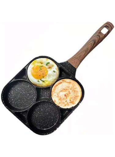 Dubai Gallery 4-Hole Pancake Frying Pan Black/Brown 14X7.5X1Inch