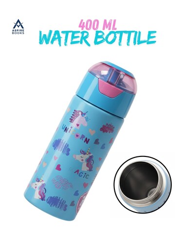 Books Unicorn Theme 400ML Water Bottle for Girls &acirc;&euro;&ldquo; Blue &amp; Pink Vacuum Insulated Flask for Hot &amp; Cold Drinks &acirc;&euro;&ldquo; Leakproof Flip-Top Lid with Air Vent &acirc;&euro;&ldquo; Durable Stainless Steel Travel Bottile