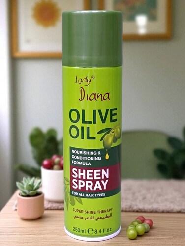 Lady Diana Olive Oil Sheen Spray - 250ml Hair Shine &amp; Conditioning Spray