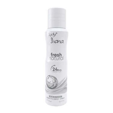 Lady Diana Fresh Natural Deodorant Body Spray, Gentle Fragrance &amp; Odor Protection, 150 ml