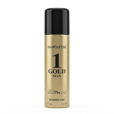 Napoleon 1 Gold Deodorant Body Spray for Men, Premium Long Lasting Fragrance, 75ml