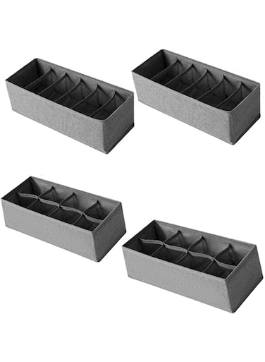 Tazweeq 4 Pcs Sock Underwear Drawer Organizer Dividers, Collapsible Cabinet Closet Storage Boxes for Clothes, Socks, Lingerie, Underwear, Tie, Belt, Baby, Bedroom