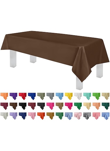 Grandipity Brown 6 Pack Premium Disposable Plastic Tablecloth 54 Inch. x 108 Inch. Rectangle Table Cover