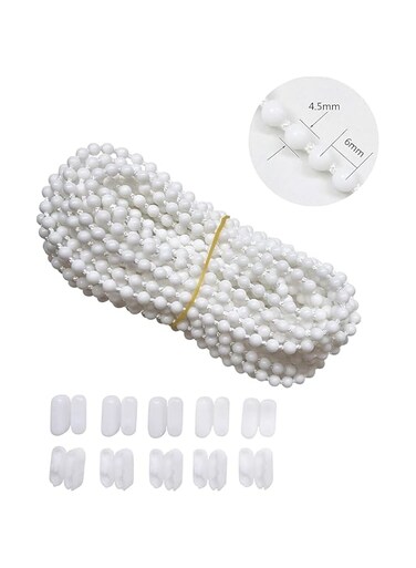 10 Meters Roller Blind Cord with 10 Pieces Plastic Roller Blind Chain Connectors for Roller, Roman, Vertical, Venetian Blind, Roller Blind Fittings, Roller Blind Spares, Roller Blind Cord