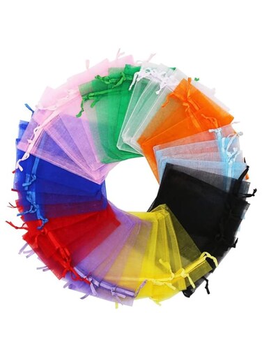 ELECDON 100Pcs 10 x 15CM Mixed Color Sheer Drawstring Organza Jewelry Pouches Wedding Party Christmas Favor Gift Bags (Mixed Color)