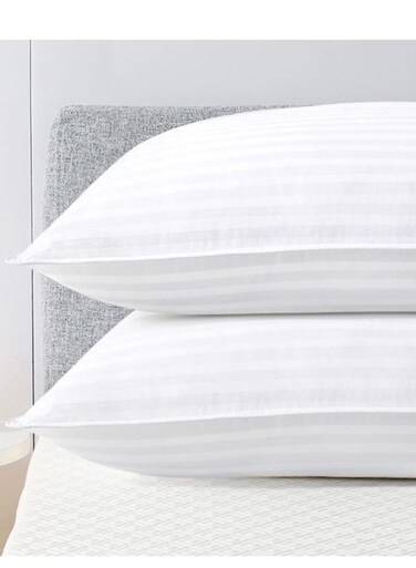 Full Body Pillow Cotton Feel Stripe White Hollowfiber 1400 gm Filling with piping, Breathable Large Body Pillow for Side Sleepers, 45x 120 cm