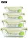 Fit &amp; Fresh Divided Glass Containers, Food Storage Container 100% Leakproof Glass Lunch Boxes, Freezer Storage container with Lids Airtight, Glass Food Storage (Set of 4)