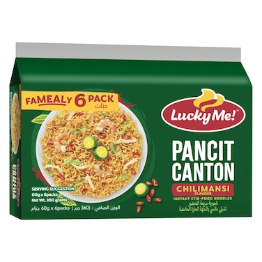 Lucky Me! Chilimansi Instant Pancit Canton Noodles, 60g Pack of 6