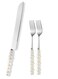 Pcs Wedding Cake Cutting Set, Wedding Cake Knife and Server Set, Ceramic Pearl Stainless Steel Pie Cutter with Forks, Bridal Shower Gifts, Engagement Gift for Couples (Silver)