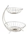 Sulfar Heavy Steel 2 Tier Fruit &amp; Vegetable Basket For Dining Table &amp; Kitchen (Silver)