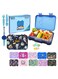 Snack Attack Lunch Box for Kids School Grey, Bento LunchBoxl 4/6 Convertible Compartments   BPA Free And Leak Proof (Blue Portofino)