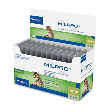 Virbac Milpro Wormer Tablets for Kitten &ndash; Broad-Spectrum Worm Protection &ndash; 2 Tablets