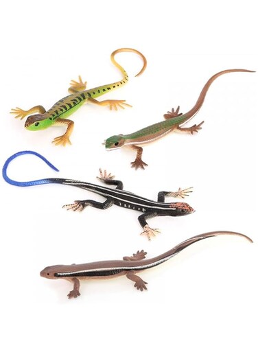 DONGKER Lizard Toys for Cats, PVC Simulated Reptile Toys for Kittens and Cats Adults Over 6 Months 4 Pieces
