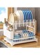 Dish Drying Rack With Drainer, 2 Tier Rustproof Stand for Kitchen Countertop,Cutting Board Holder,Cup Holder, Cutlery Rack,Large Capacity for Kitchen Countertop Saving Space 42x29x29cm (White)