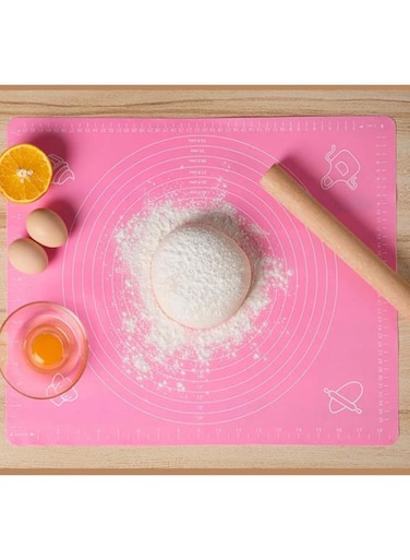 dough mat حصيرة عحين و حلويات لمد العجين من السليكون المقاوم (pink)