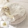 Haayymo Cat Bed Round Soft Plush Burrowing Cave Hooded Cat Bed Donut for Dogs &amp; Cats, Faux Fur Cuddler Round Comfortable Self Warming pet Bed