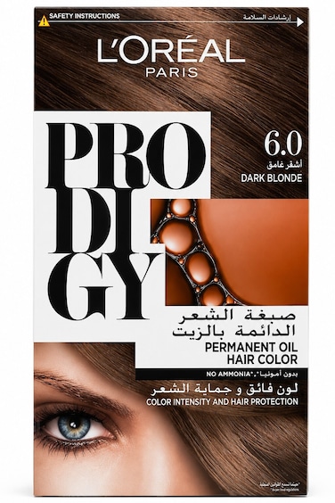 L’Oréal Paris Prodigy Permanent Oil Hair Color 6.0 Dark Blonde, Ammonia-Free, Grey Coverage