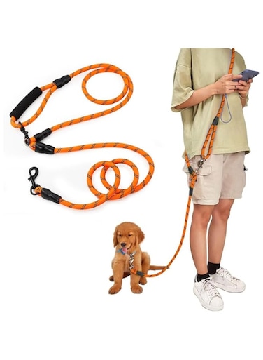 JZS Hands Free Dog Leash, Crossbody Rope Adjustable Training Hands Free Leash for Small, Medium &amp; Large Dogs Walking, Jogging and Running(2.4m, Orange)