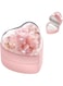 NALACAL Wedding Ring Box Leather Small Travel Jewelry Case for Rings Portable Mini Storage Organizer Velvet Ring Box White Pink Gifts for Women (Pink-Flower Heart Box)