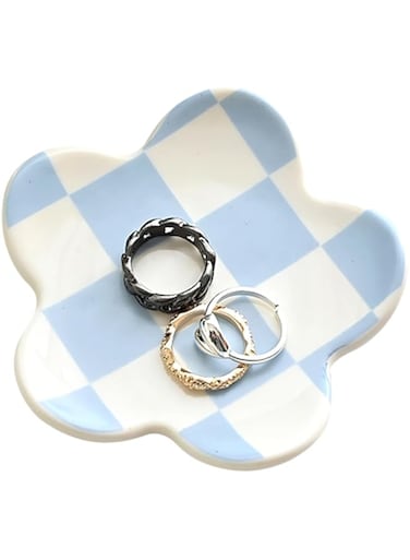 OVENKEI Teen Girls Gifts Trendy Preppy Stuff Aesthetic Room Decor Bedroom Decor Aesthetic Preppy Room Decor Aesthetic Stuff Checkered Jewelry Tray