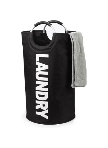 COOLBABY 82L Large Laundry Basket, Freestanding Waterproof Laundry Hamper, Collapsible Laundry Bag,Easy Carry with Foam Protected Aluminum Handles (Black)