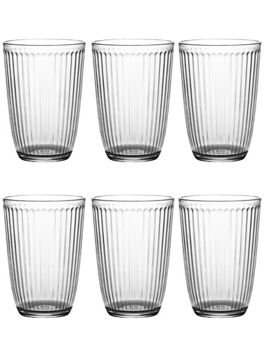 - Pack Transparent 390Ml Ribbed Design Glass Cups &acirc;&euro;&ldquo; Stylish &amp; Durable For Water, Juice &amp; Beverage Serving