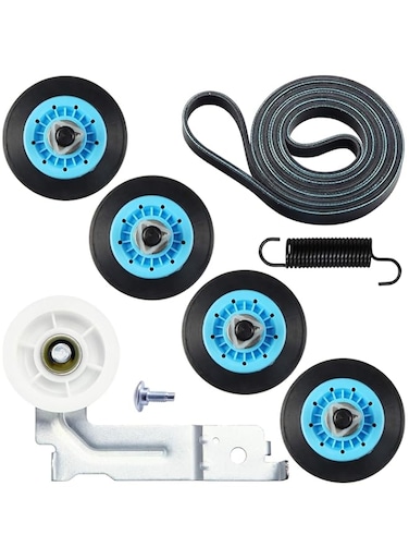 THE WHITE SHOP 9pcs Upgraded Dryer Repair Kit for DC97-16782A Samsung Dryer Roller Replacement Kit, 6602-001655/5ph2337 Dryer Belt.blue-black