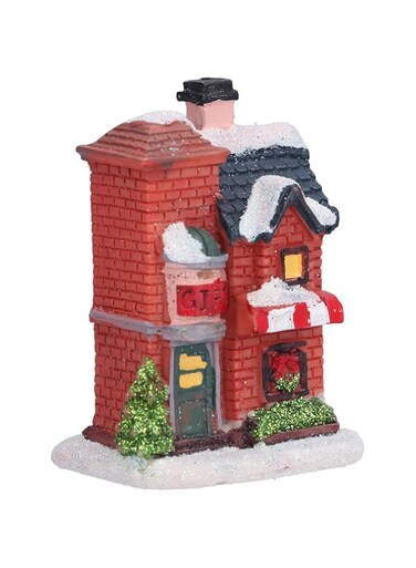 Eujgoov Snow Christmas Village,Christmas Town Christmas Resin House House,Small Resin Country Cabin Decorative Statue with Warm LED Light for Holiday Children Gifts Decoration