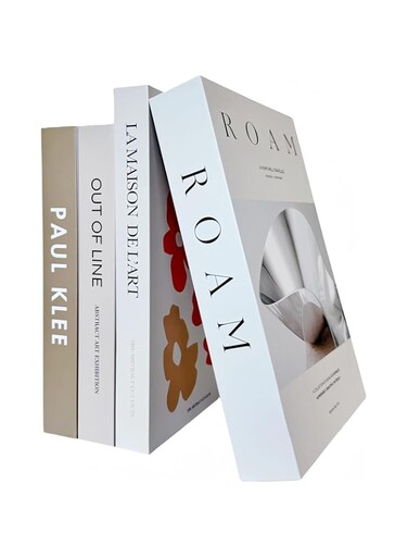 THE WHITE SHOP 4 Pack Decorative Books   Decorative Books for Home Decor   Fake Book Creative Fashion Decorative Book for Sprucing up Decorative Vases