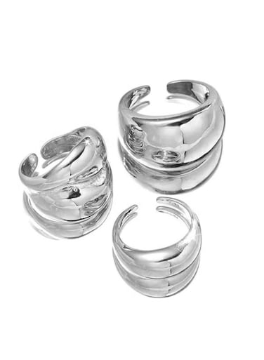 Irregular Opening 3-Piece Silver Color Ring Set