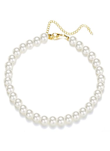 Elegant Pearl Necklace with Alloy Clasp White 1Cm