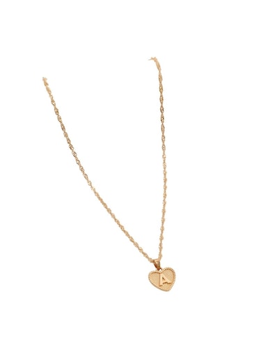 Letter "A" Heart Pendant Clavicle Necklace Minimalist Love Design for Women